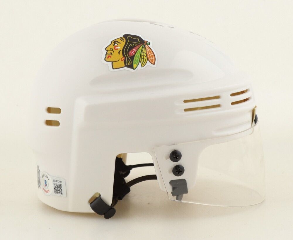 Chris Chelios Signed Chicago Blackhawks Mini Helmet Insc."HOF 2013" (Beckett)