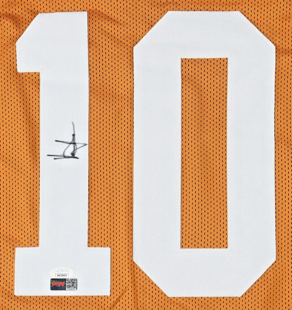 Vince Young Signed Texas Longhorns Highlite Stat Jersey (JSA) Titans Quarterback