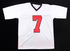 Michael Vick Signed Atlanta Falcons White Photo Jersey (JSA COA) 4×Pro Bowl QB