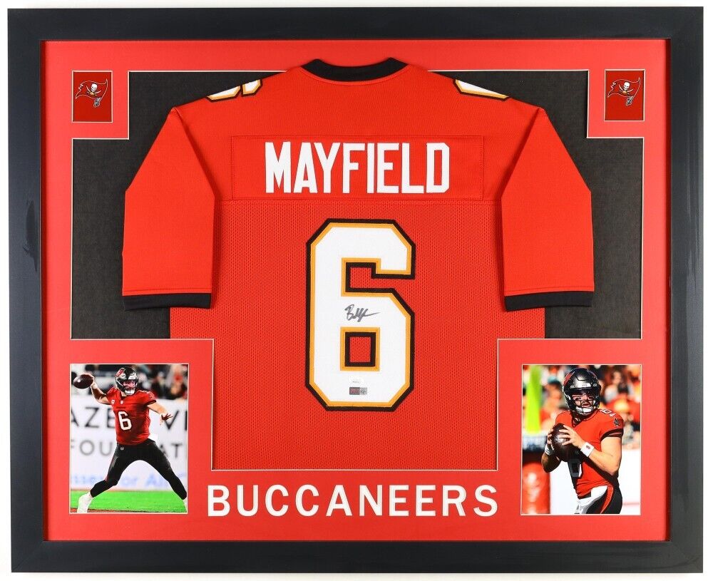 Baker Mayfield Signed Tampa Bay Buccaneers 35x43 Framed Jersey (JSA COA Bucs QB