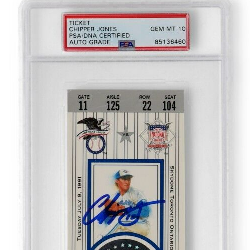 Chipper Jones Signed 1991 All-Star Game Ticket (PSA Autograph Graded 10) Braves