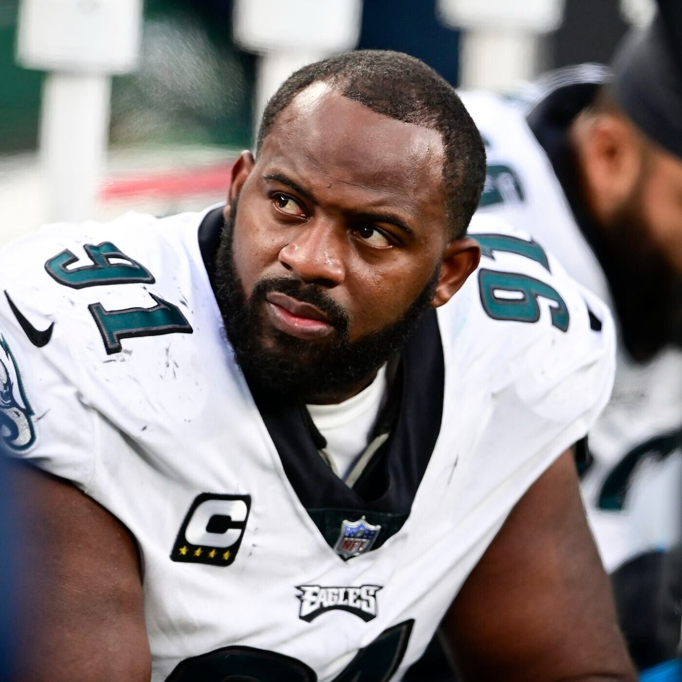 Fletcher Cox Signed Philadelphia Eagles White Jersey (Beckett) 4×Pro Bowl D.T.