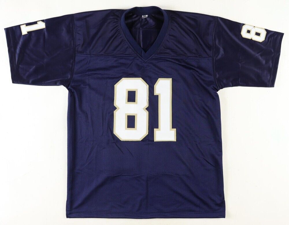Tim Brown Signed Notre Dame Fighting Irish Career Stat Jersey (JSA COA) Raiders