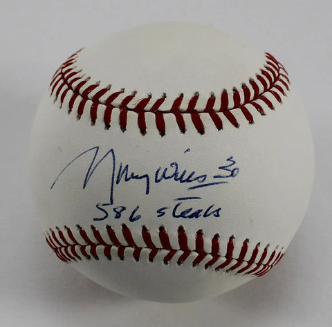 Maury Willis “586 Steals” Signed OML Baseball (Steiner COA) Los Angeles Dodgers