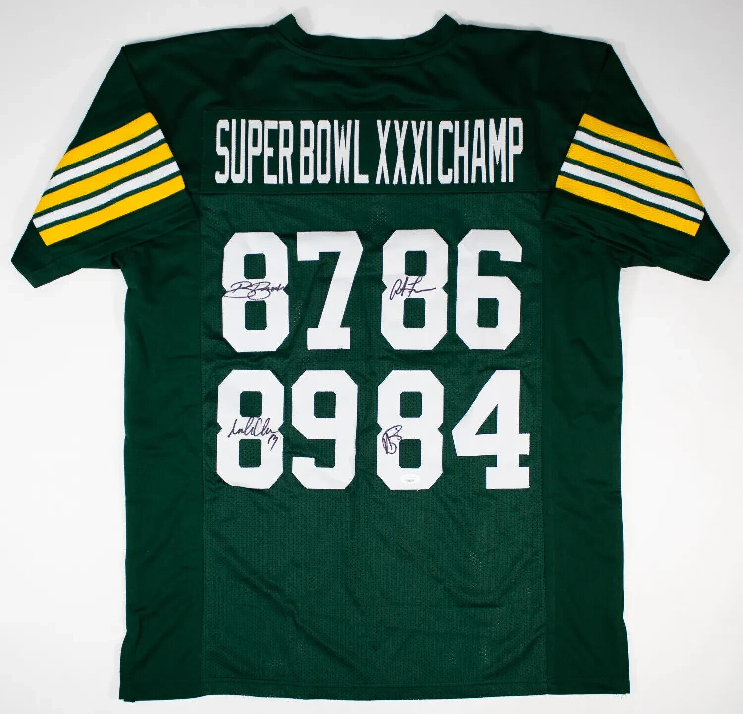 Super Bowl XXXI Packers Jersey Signed by Freeman, Rison, Brooks & Chmura JSA COA