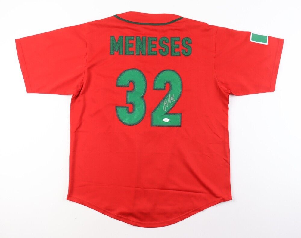 Joey Meneses Signed Team Mexico World Baseball Classic Jersey JSA COA/ Nationals