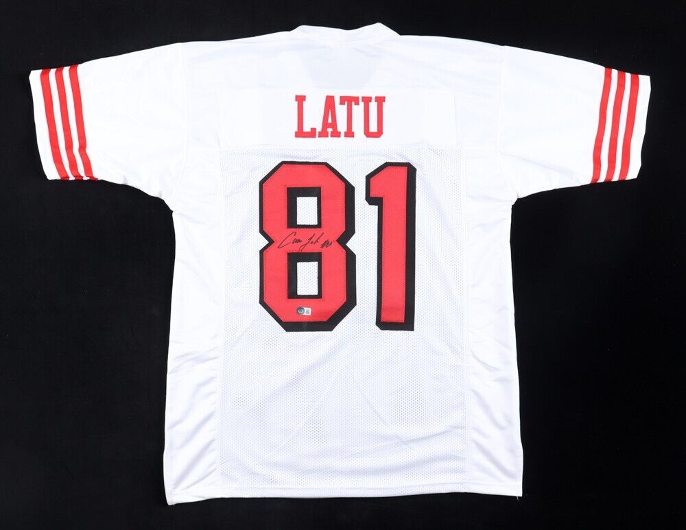 Cameron Latu Signed San Francisco 49ers Jersey (Beckett) 2023 3rd Round Pck T.E