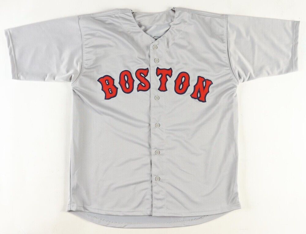 Derek Lowe Signed Boston Red Sox Road Jersey Inscribed "04 W.S CHAMPS" (Beckett)