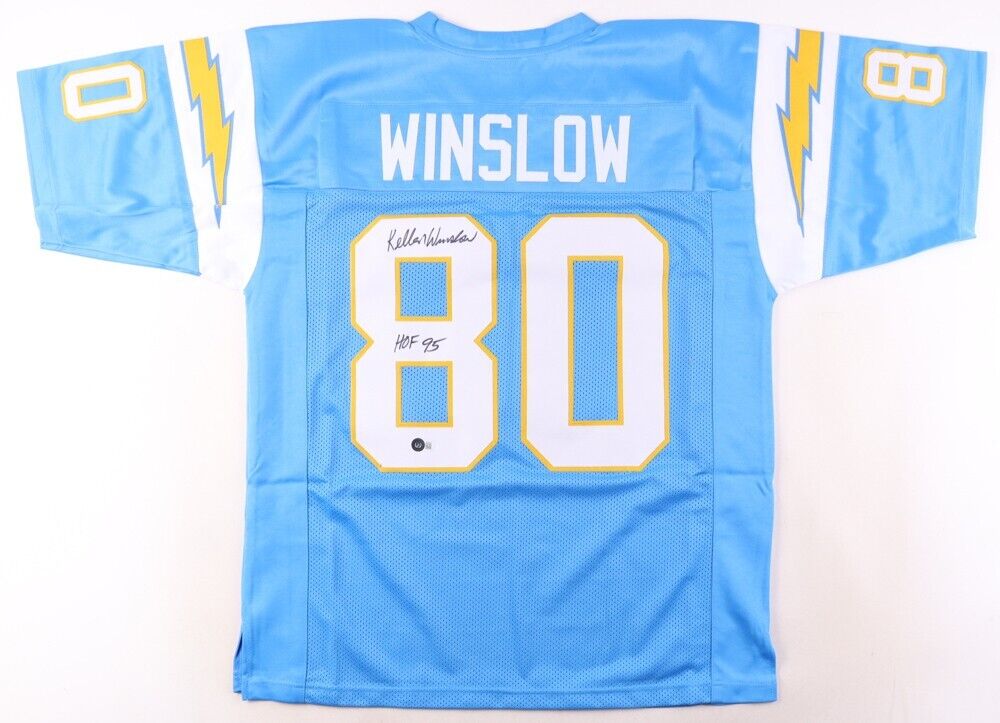 Kellen Winslow Signed Chargers Jersey Inscribed "HOF 95" (Beckett) 5×Pro Bowl TE