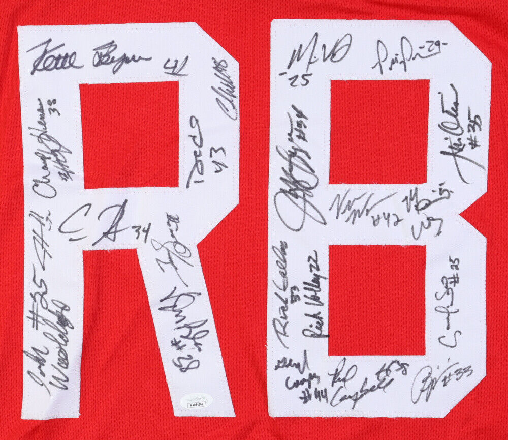 "Running Backs of The Shoe" Signed by 23 Ohio State Buckeyes R.B.'s Jersey (JSA)