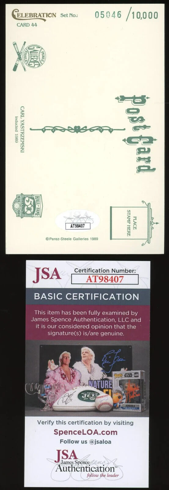 Carl Yastrzemski Signed Perez Steele Postcard (JSA COA) Red Sox /67 Triple Crown