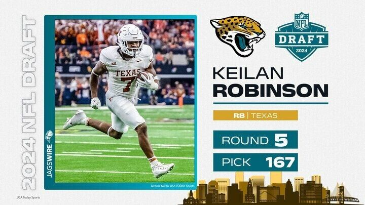 Keilan Robinson Signed Jacksonville Jaguars Jersey (JSA COA) Ex Texas Longhorn