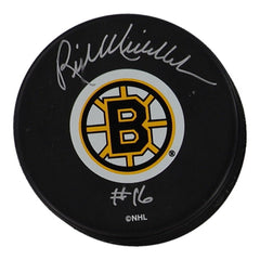 Rick Middleton Signed Boston Bruins Logo Puck (Beckett) 3xAll Star Right Winger