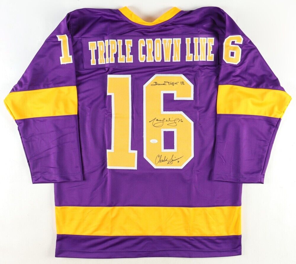 Charlie Simmer, Dave Taylor & Marcel Dionne Signed Los Angeles Kings Jersey /JSA