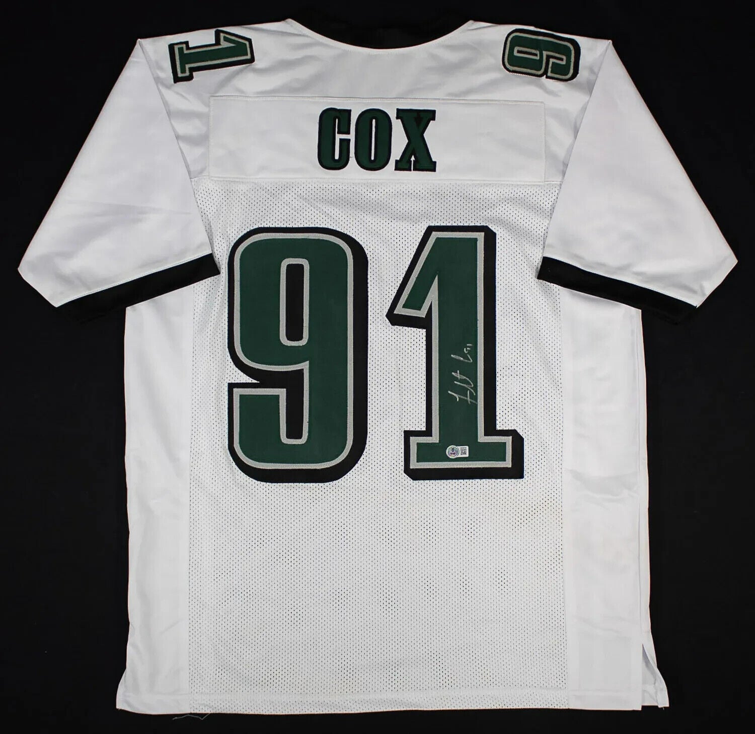 Fletcher Cox Signed Philadelphia Eagles White Jersey (Beckett) 4×Pro Bowl D.T.