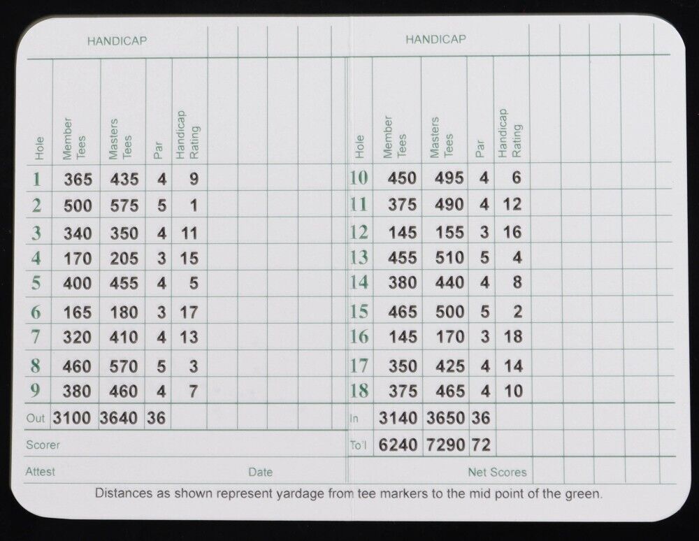Gary Player Signed Original Augusta National Golf Club Scorecard (JSA COA)