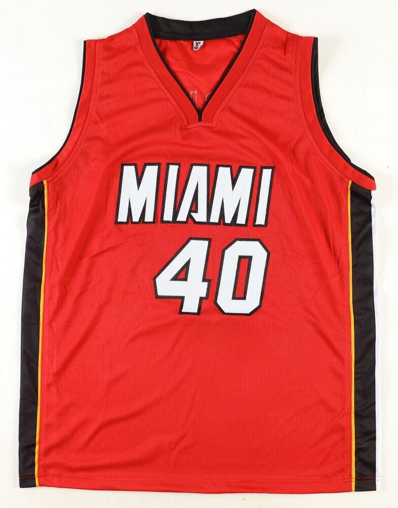 Udonis Haslem Signed Miami Heat Red Jersey (Beckett) 3×NBA Champion / Forward