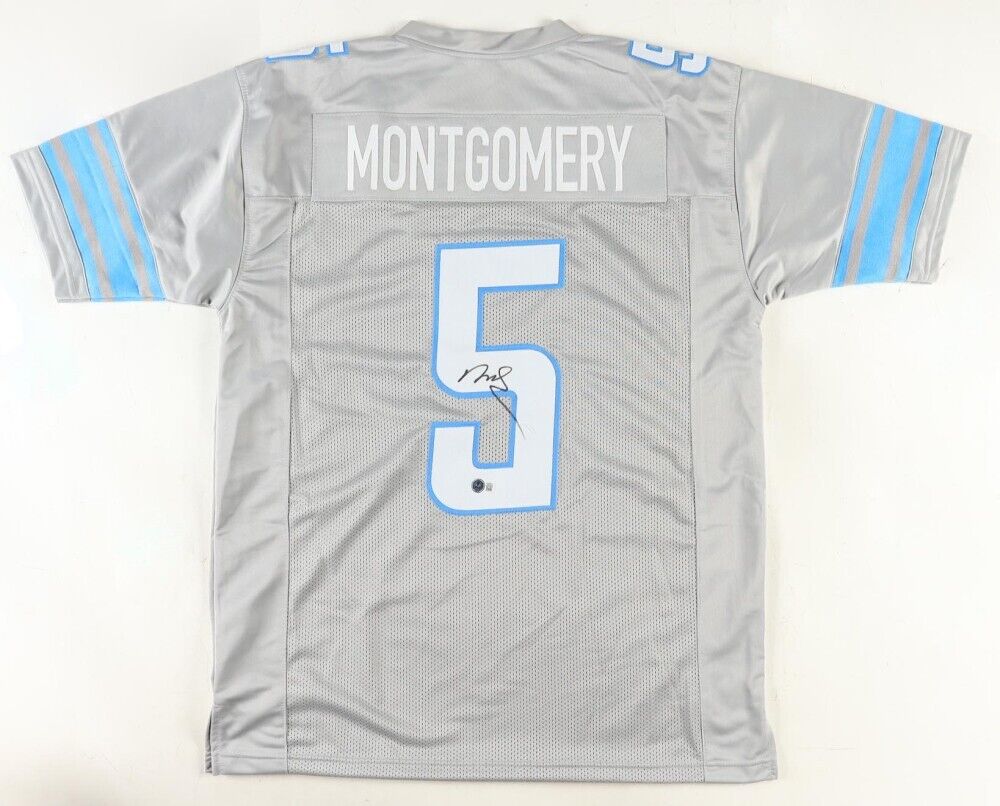 David Montgomery Signed Detroit Lions Gray Jersey (Beckett QR Code) Iowa State