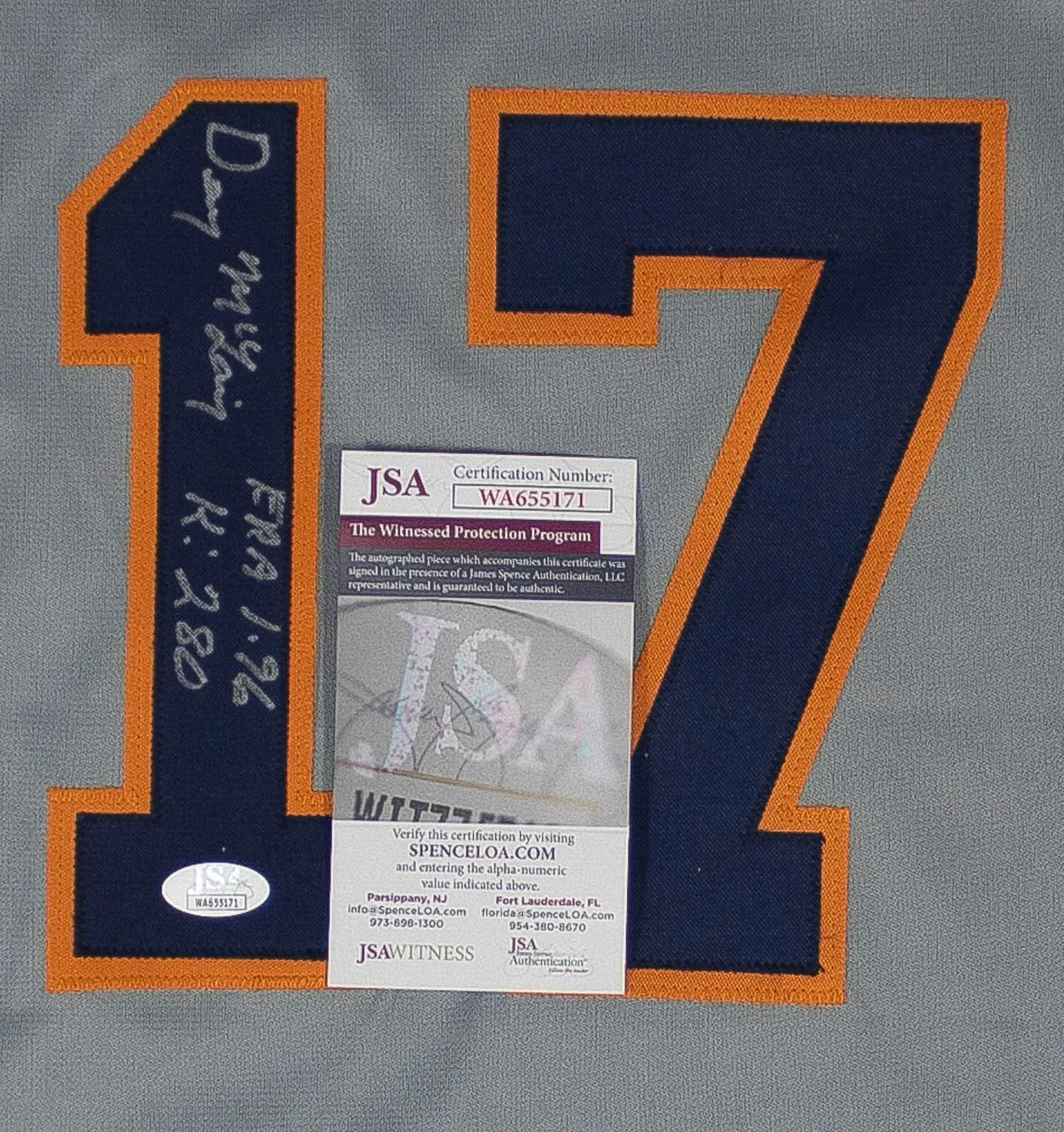 Denny McLain Signed Detroit Tigers Jersey Inscribed “ERA 1.96, K: 280” (JSA COA)