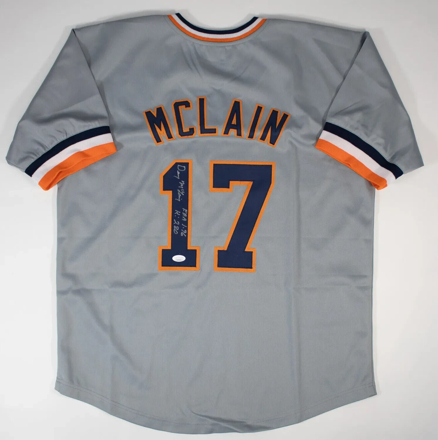 Denny McLain Signed Detroit Tigers Jersey Inscribed “ERA 1.96, K: 280” (JSA COA)
