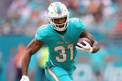 Raheem Mostert Signed Miami Dolphins Logo Football (Fanatics) 2023 Feature Back
