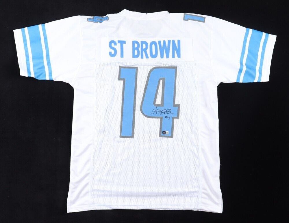 Amon Ra St Brown Signed Detroit Lions Jersey (Beckett) Pro Bowl Wide Receiver
