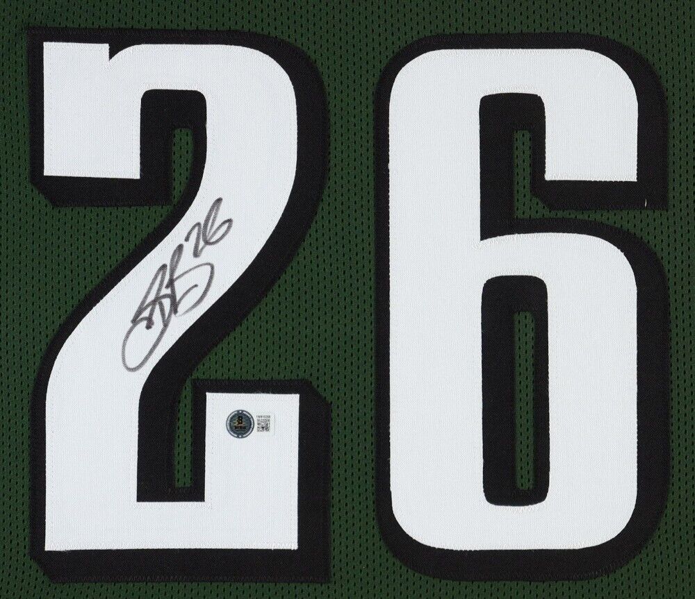 Saquon Barkley Signed Philadelphia Eagles 35"x43" Framed Jersey (Beckett) R.B.