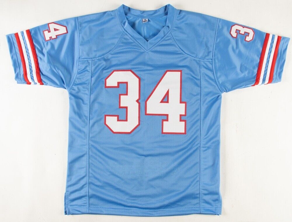 Earl Campbell Signed Houston Oilers Career Stat Jersey / 5×Pro Bowl RB (JSA COA)