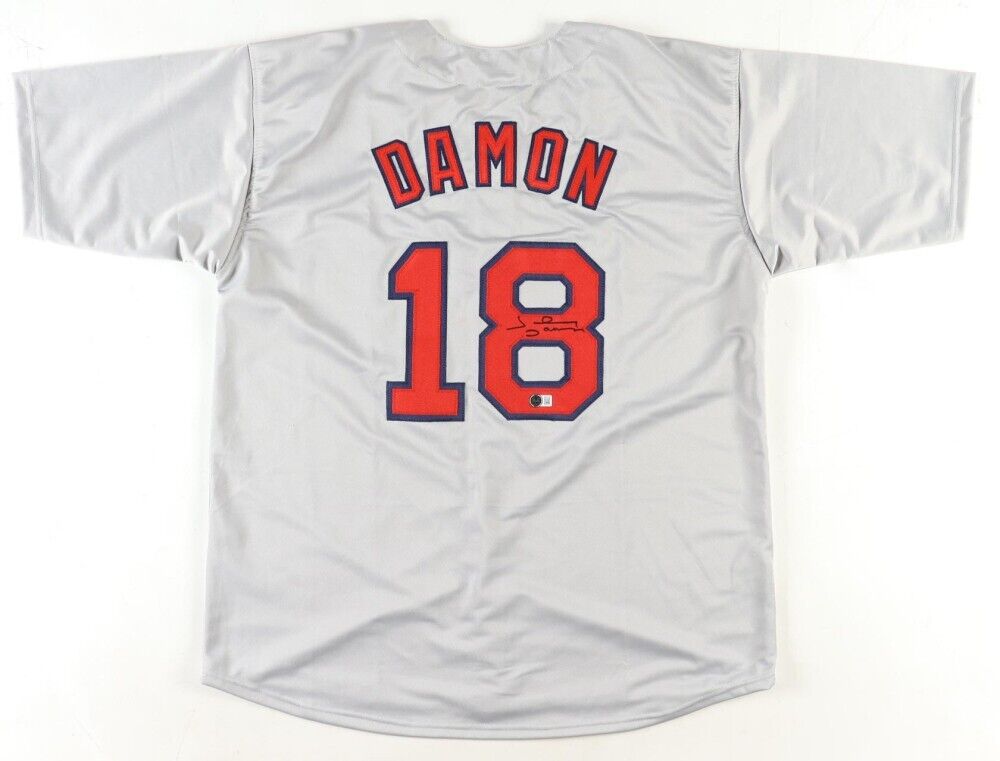 Johnny Damon Signed Boston Red Sox Gray Road Jersey (JSA COA) 2xSeries Champion