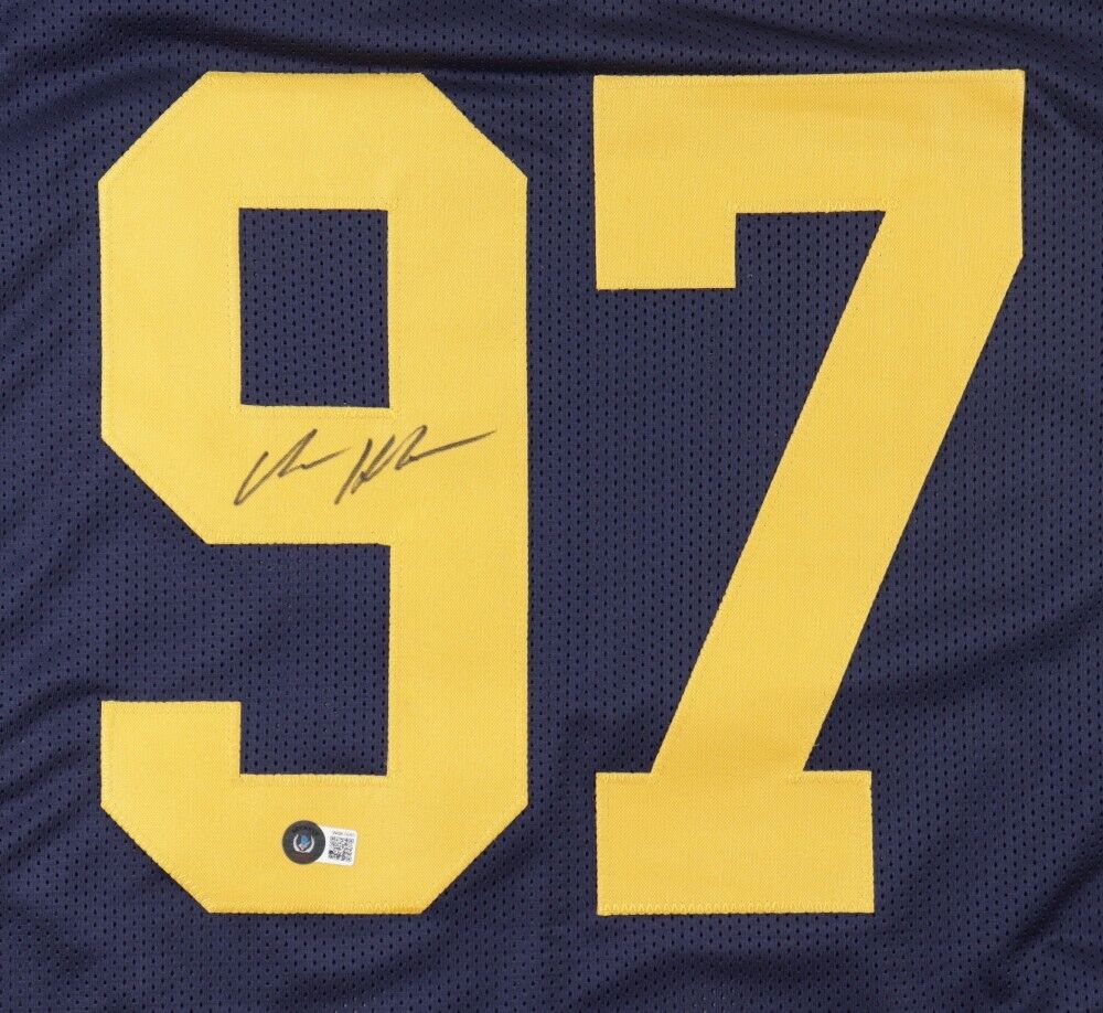 Chris Hutchinson Signed Michigan Wolverines Jersey Beckett/ All American Def End