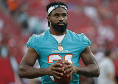 Raheem Mostert Signed Miami Dolphins Logo Football (Fanatics) 2023 Feature Back