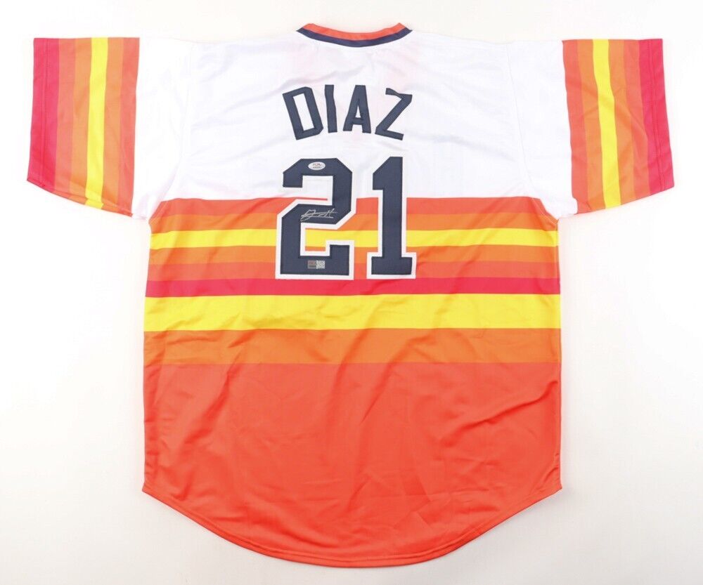 Yainer Diaz Signed Houston Astros Rainbow Throwback Jersey (PSA & Tristar)