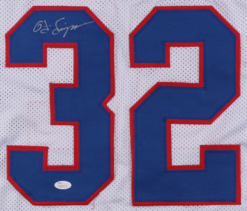 O.J. Simpson Signed Buffalo Bills White Jersey (JSA COA) 5×Pro Bowl Running Back