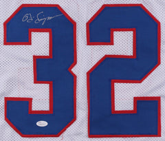 O.J. Simpson Signed Buffalo Bills White Jersey (JSA COA) 5×Pro Bowl Running Back