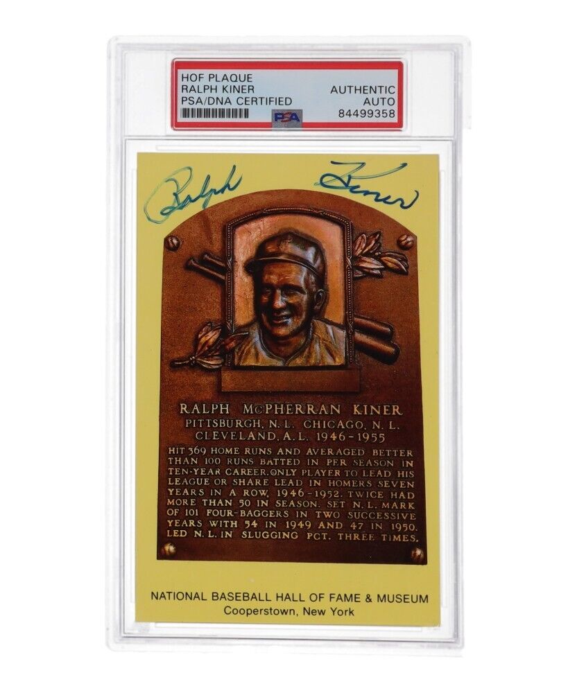 Ralph Kiner Signed HOF Postcard (PSA Encapsulated) Pirates, Cubs, Indians O.F.