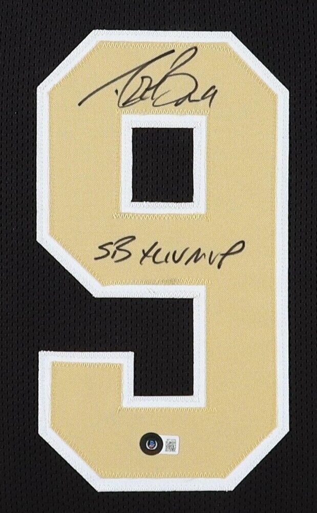 Drew Brees Signed New Orleans Saints 35x43 Framed Jersey (Beckett) S.B. XLIV MVP