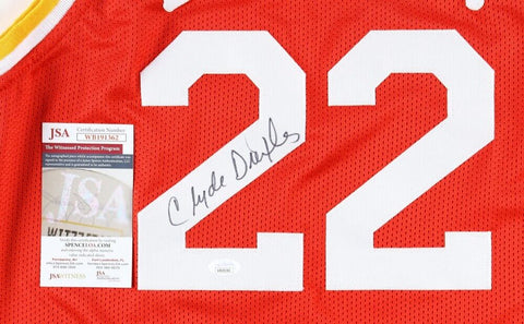 Clyde Drexler Signed Houston Rockets Red Home (Clyde the Glide) Jersey (JSA COA)
