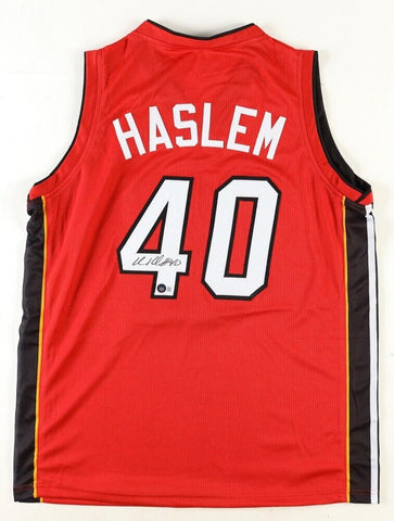 Udonis Haslem Signed Miami Heat Red Jersey (Beckett) 3×NBA Champion / Forward