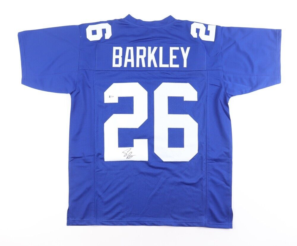 Saquon Barkley Signed New York Giants Blue Jersey (Beckett) #1 RB Pck 2018 Draft
