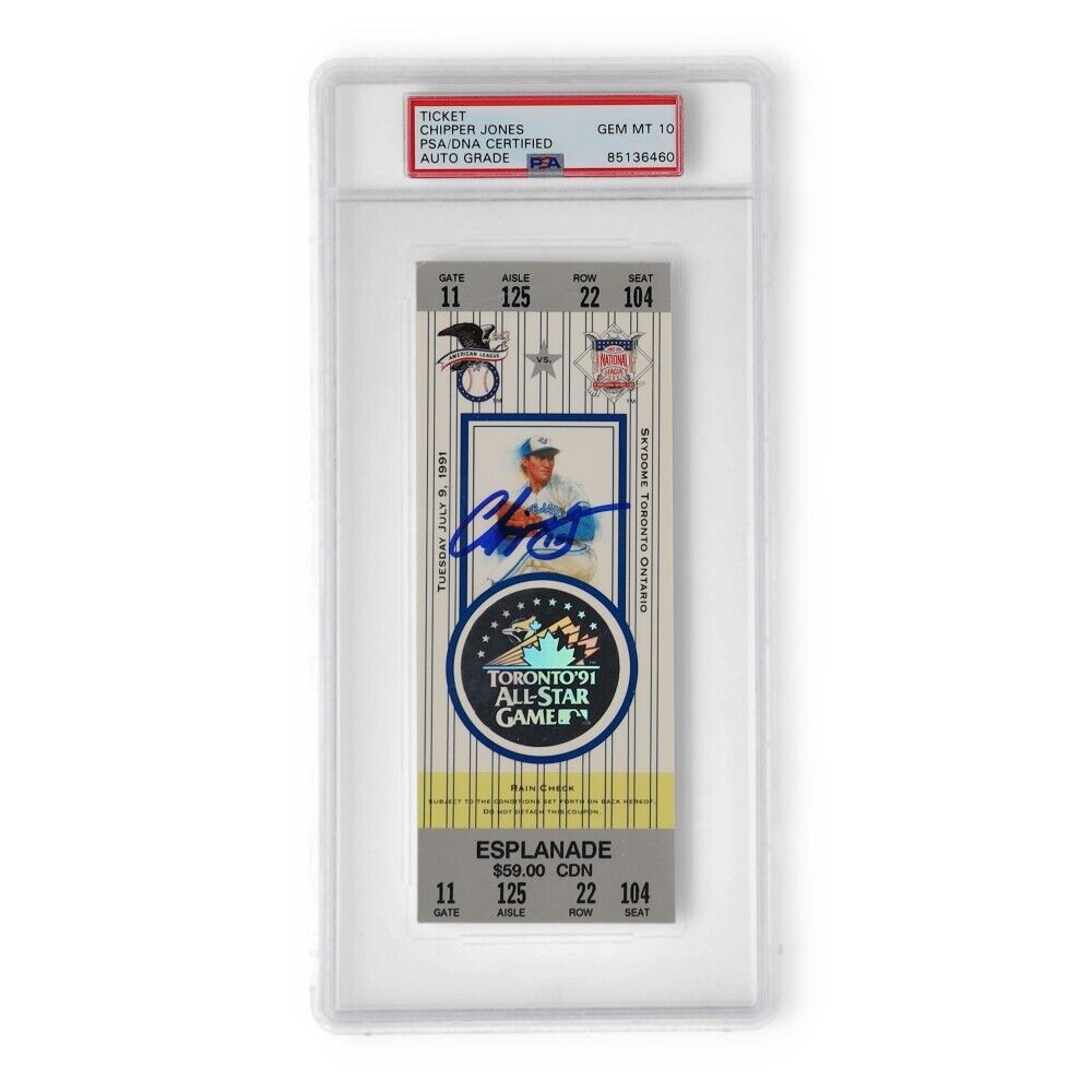 Chipper Jones Signed 1991 All-Star Game Ticket (PSA Autograph Graded 10) Braves