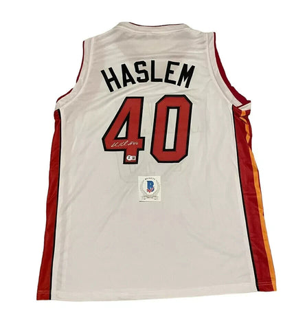 Udonis Haslem Signed Miami Heat White Jersey (Beckett) 3×NBA Champion / Forward