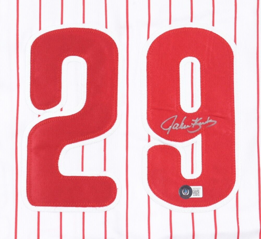 John Kruk Signed Philidelphia Phillies Pinstriped Jersey (Beckett) 3xAll Star 1B