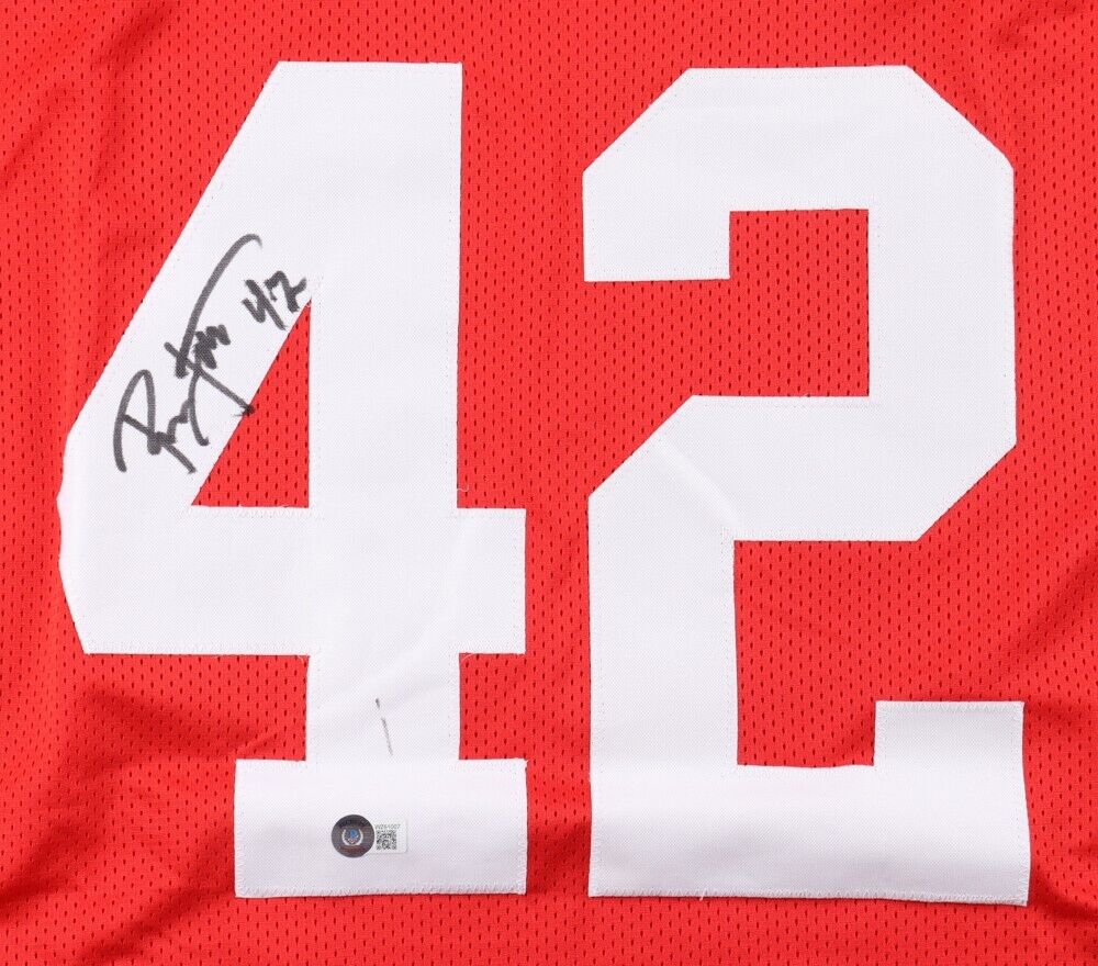 Ronnie Lott Signed 49ers Red Jersey (Beckett) San Francisco HOF Defensive Back