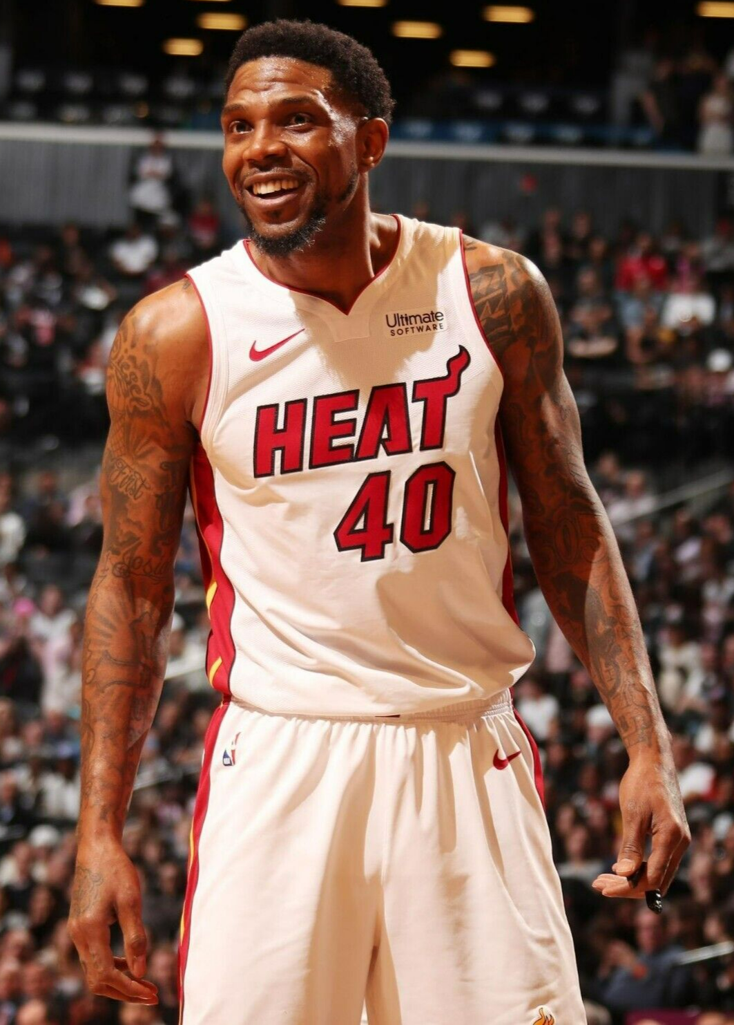 Udonis Haslem Signed Miami Heat White Jersey (Beckett) 3×NBA Champion / Forward