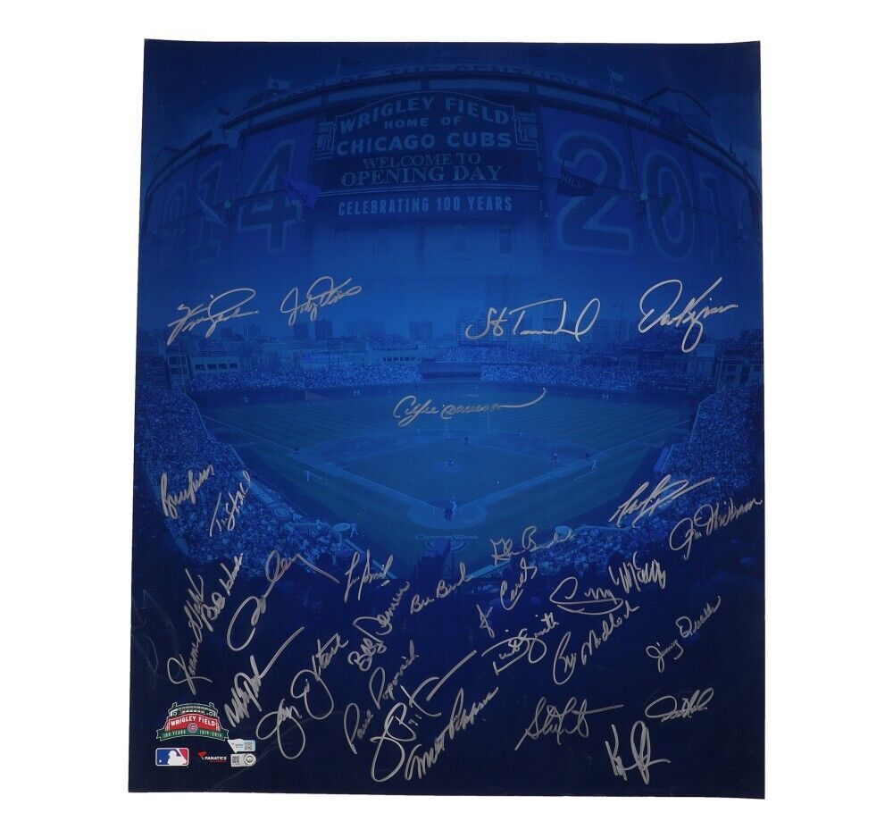 Wrigley Field 100 Years 20x24 Photo Signed By 29 Chicago Cubs Including 4 HOFers