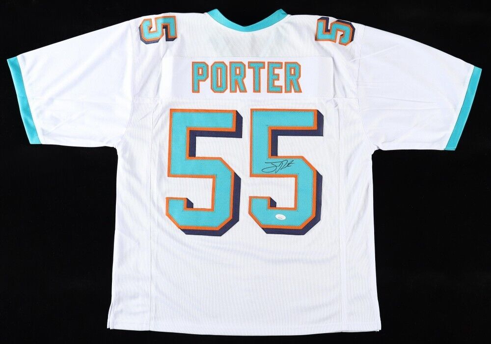 Joey Porter Sr Signed Miami Dolphins White Jersey (JSA) 4×Pro Bowl Linebacker