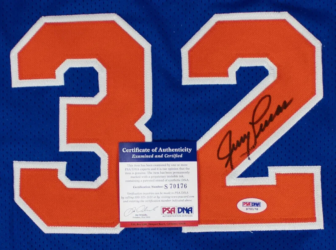 Jerry Lucas Signed New York Knicks Jersey (PSA COA) 1973 NBA Champion / Forward