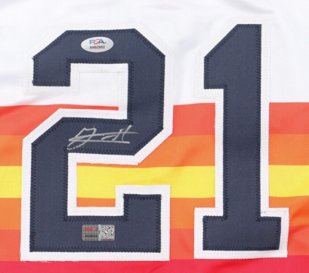 Yainer Diaz Signed Houston Astros Rainbow Throwback Jersey (PSA & Tristar)