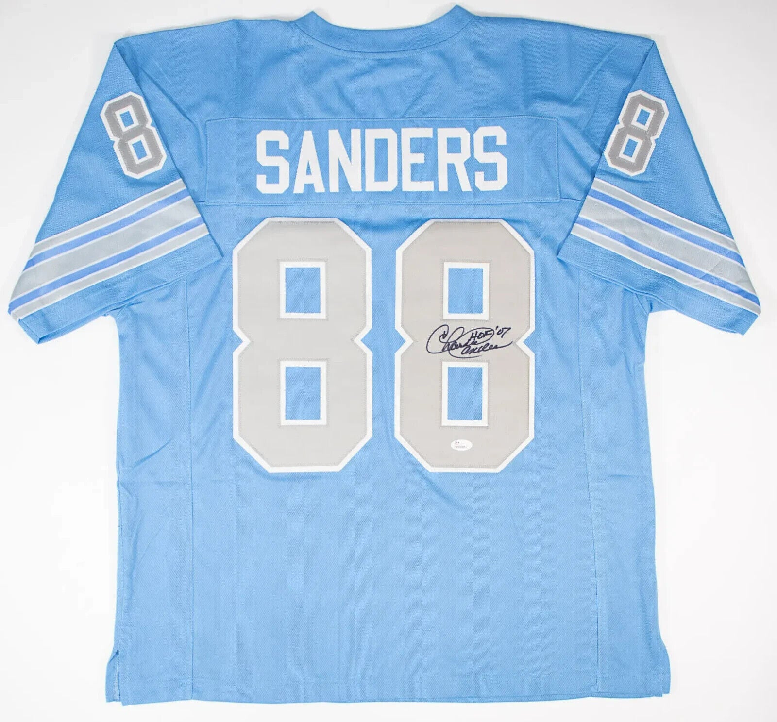 Charlie Sanders “HOF 07” Signed Detroit Lions Jersey (JSA COA) 7xPro Bowl T.E.