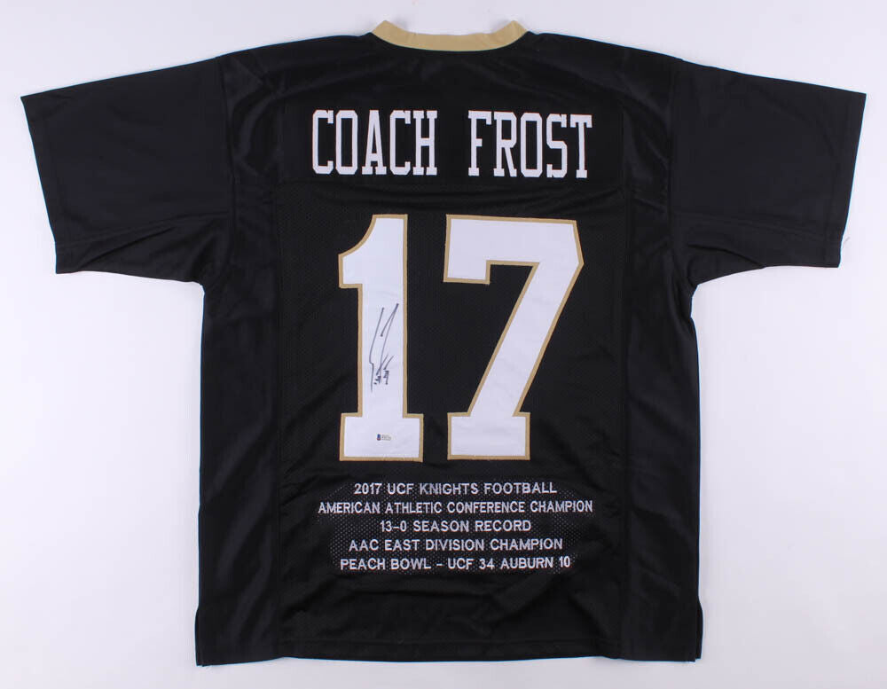 Scott Frost Signed Central Florida Golden Knights Career Stat Jersey / Beckett